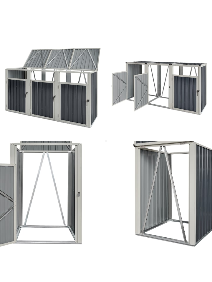 pro.tec Mülltonnenbox Tarbek für 3 Tonnen in Anthrazit (B)219cm günstig kaufen onesize