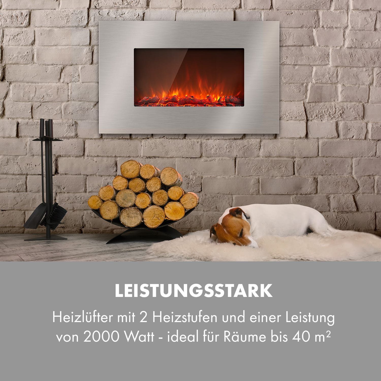 Klarstein Elektrokamin Lausanne Luxe, elektrischer Kamin Heizfunktion elektrischer Kaminofen Elektrokamin