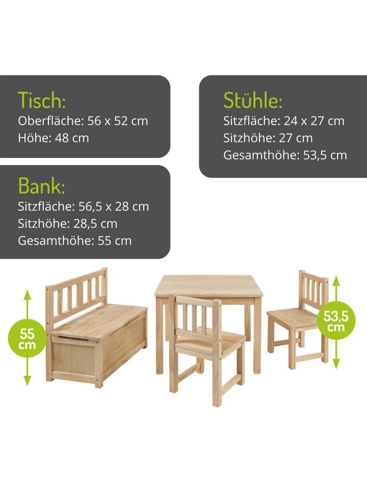 BOMI 4-tlg. Kindersitzgruppe Anna in Naturbelassen günstig kaufen onesize
