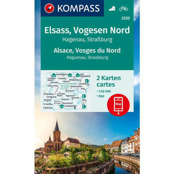 KOMPASS WANDERKARTEN-SET 2220 ELSASS, VOGESEN NORD, HAGENAU