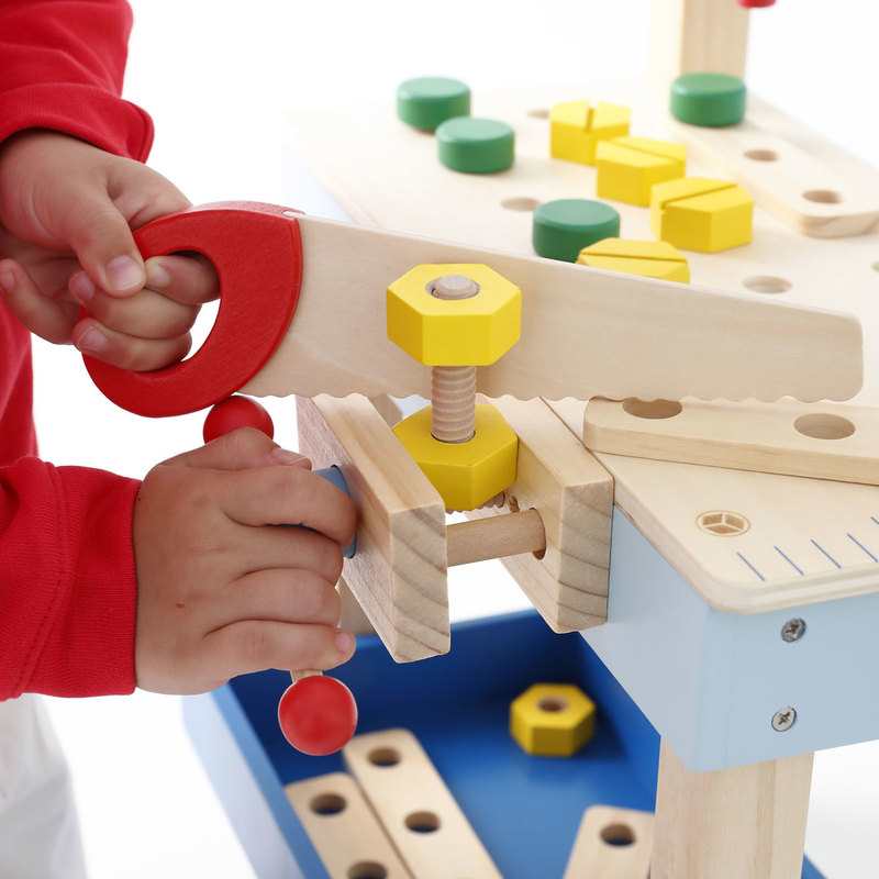 Établi de bricolage en bois avec ses outils Oxybul
