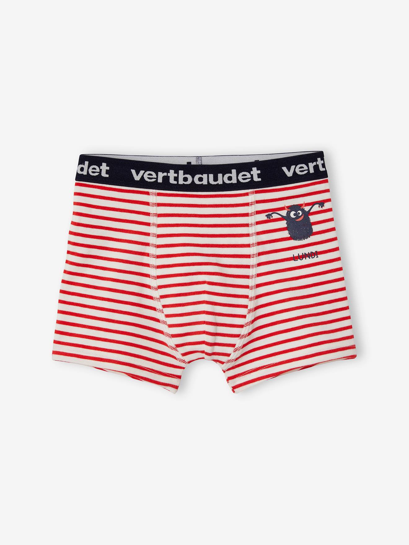 Lot de 7 boxers stretch garçon semainier monstres lot ivoire rayé
