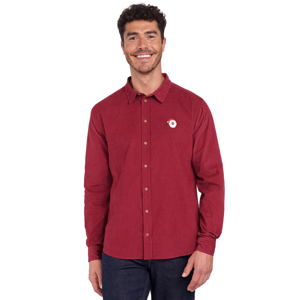 Herren Weihnachtshemd aus Cord rot
