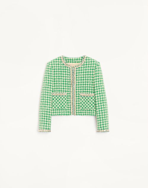 Jaqueta de tweed pied-de-poule bordada