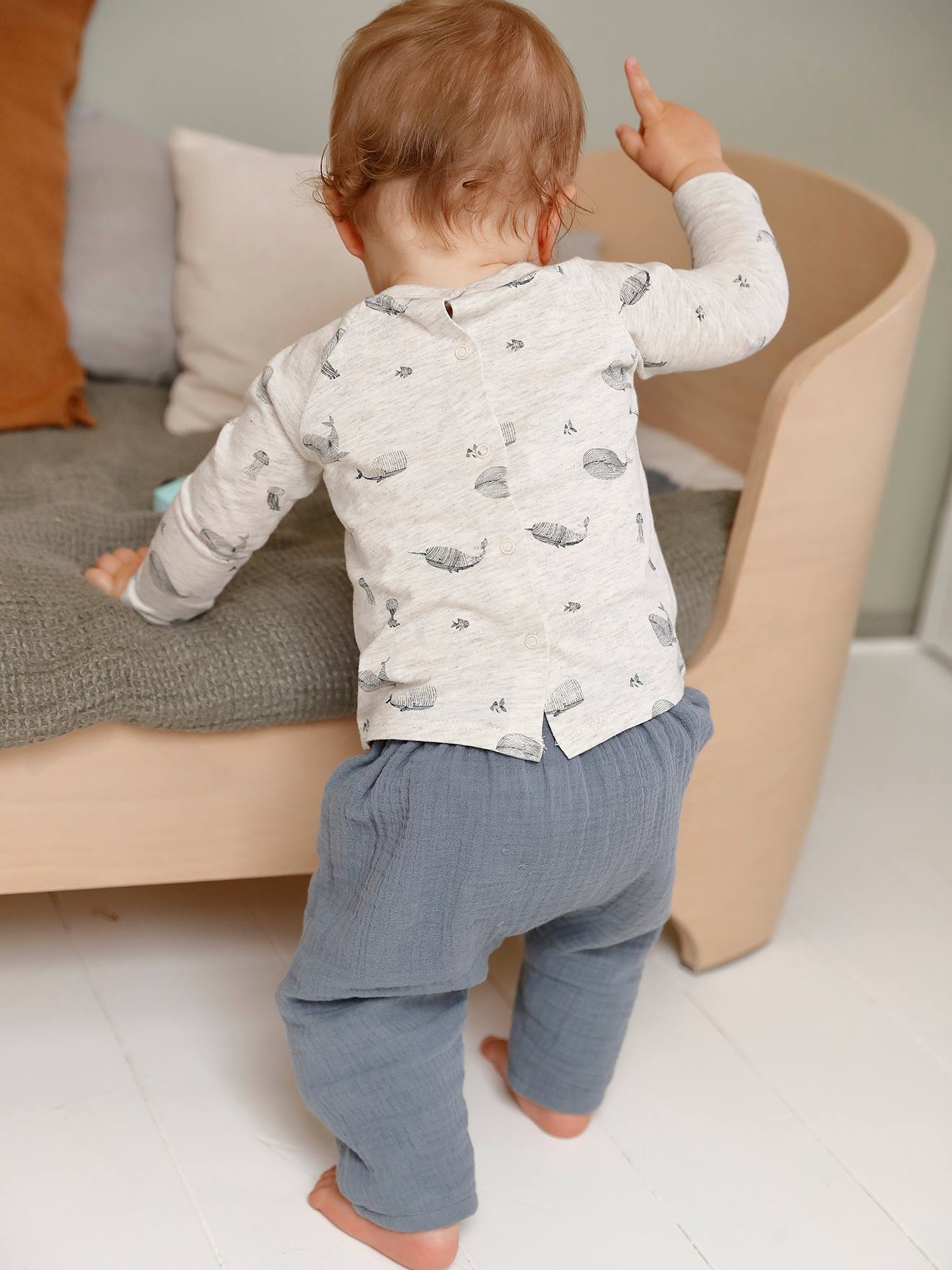 Lot de 2 T-shirts bébé manches longues beige chiné