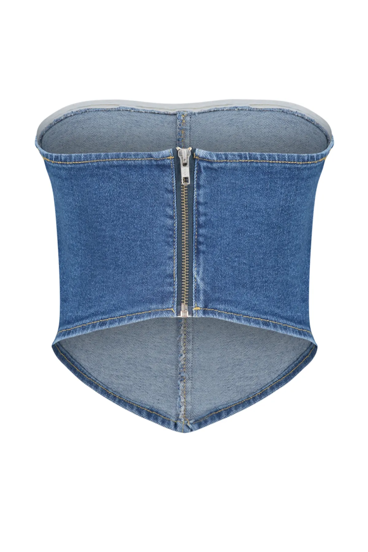 Trendyol Collection  Blaues asymmetrisches trägerloses Denim-Bustier TWOSS24BS00002