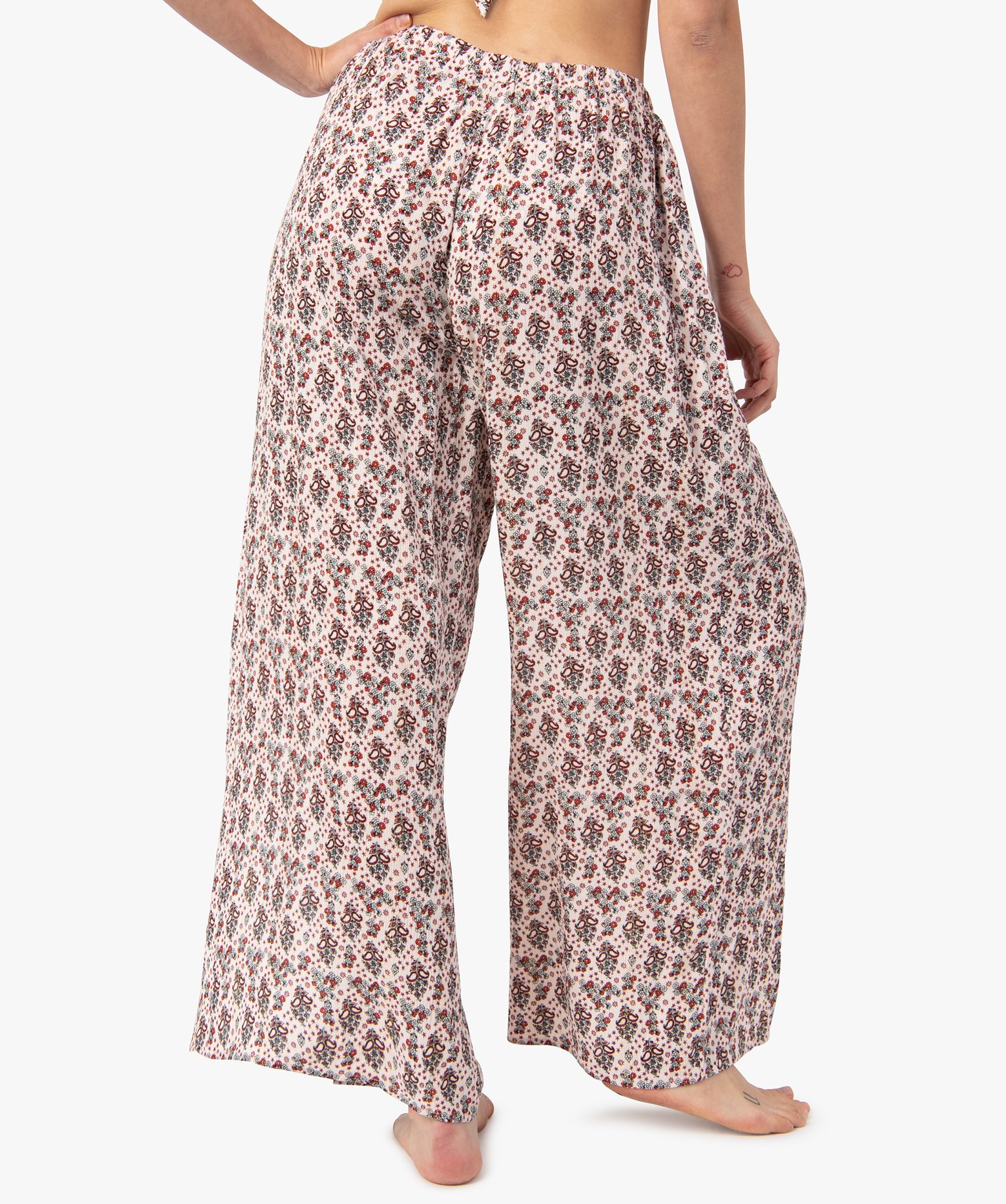 Pantalon de plage femme ouvert sur l’avant imprime | GEMO