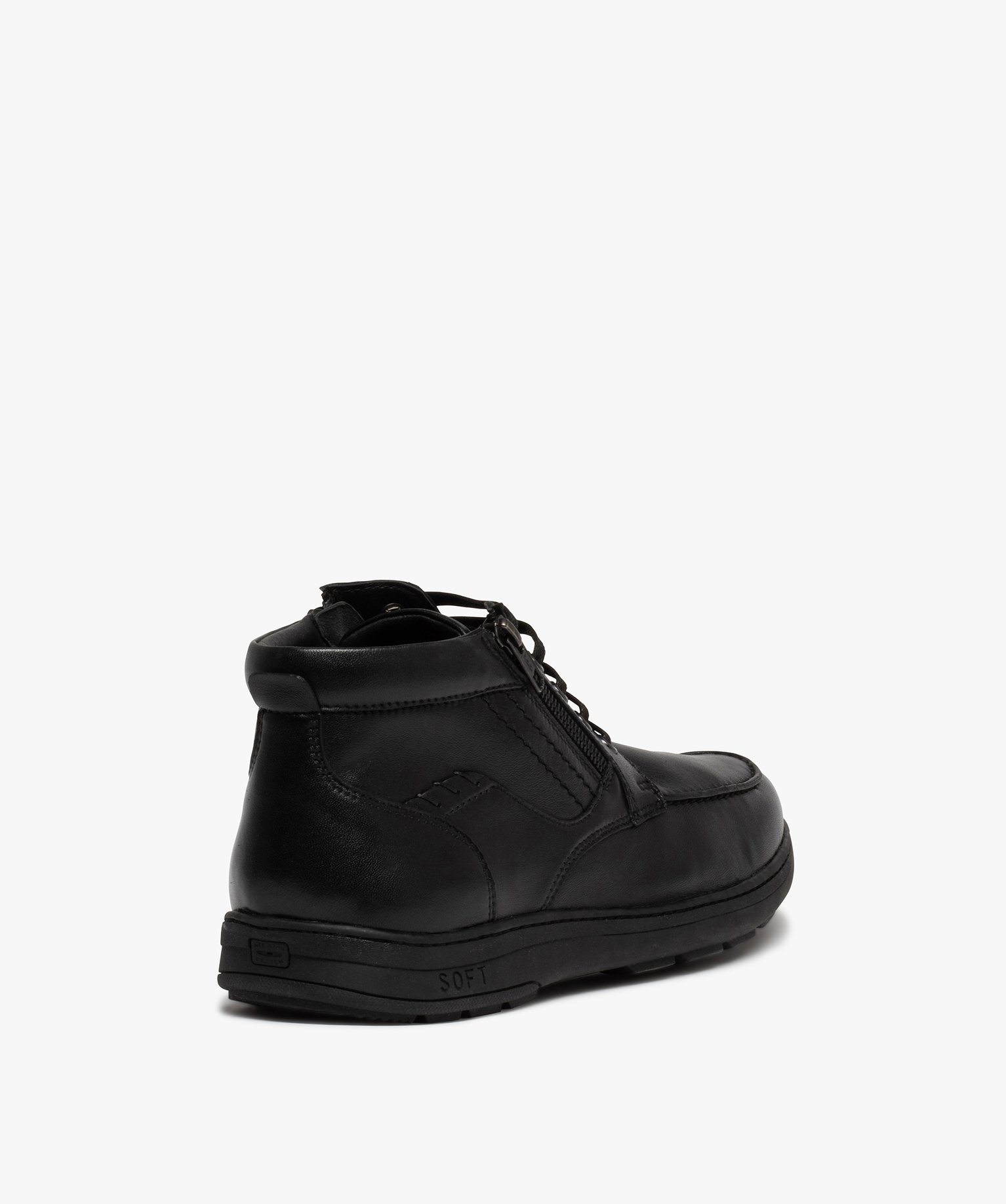 Boots homme confort dessus cuir uni à lacets noir | GEMO
