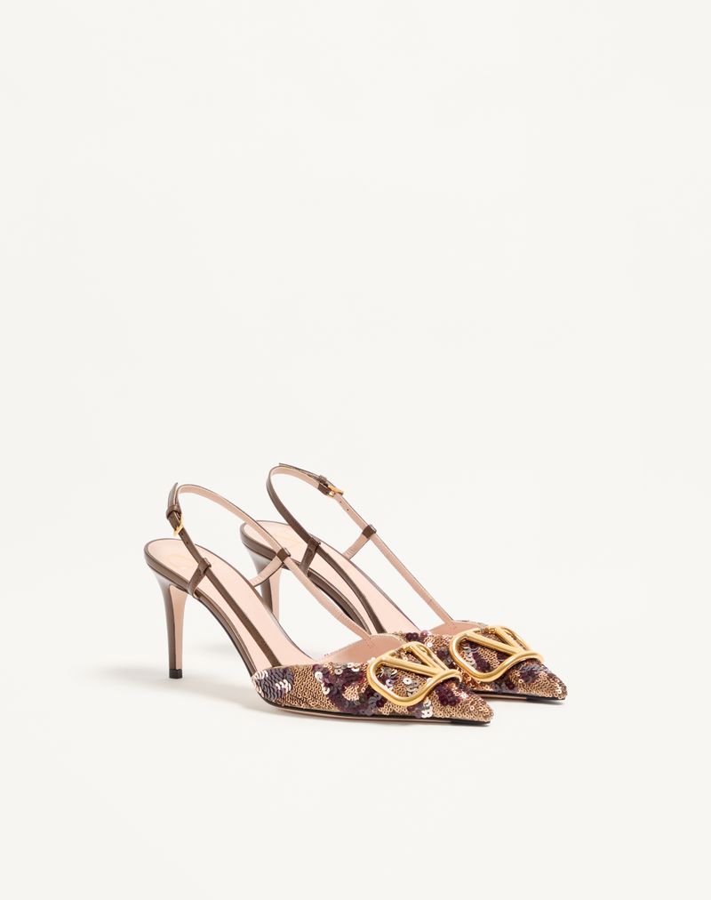 VLogo Signature Slingback Décolleté com bordado Animalier 80mm
