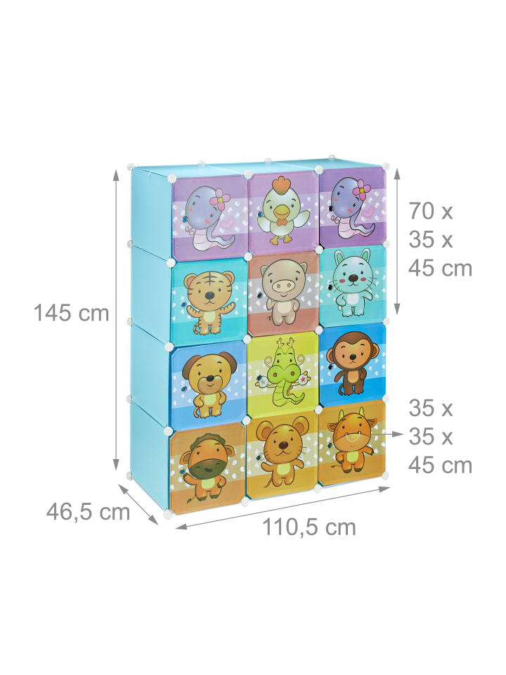 relaxdays Steckregal Kinderzimmer in Blau - (B)110,5 x (H)145 x (T)46,5 cm günstig kaufen onesize