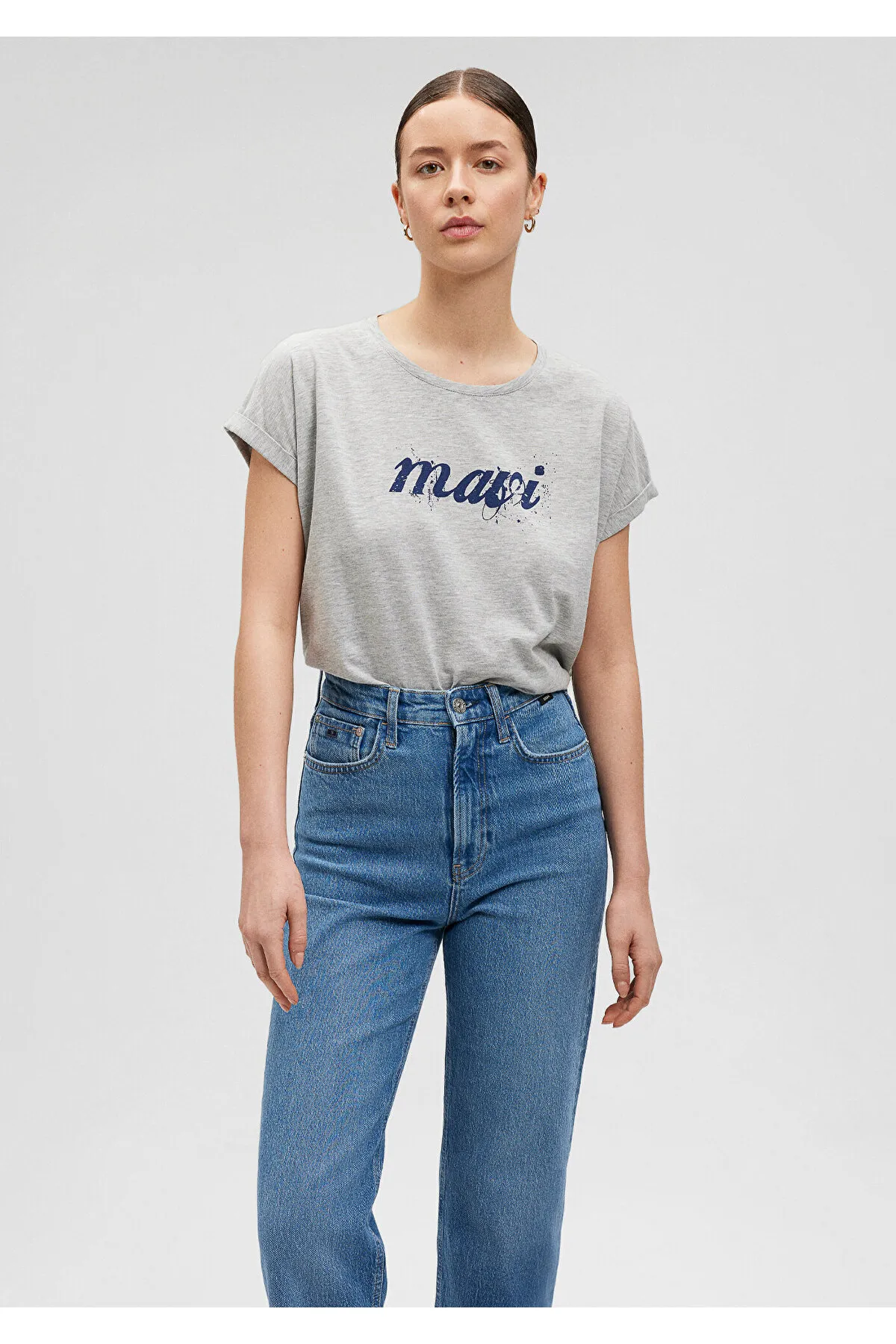 Mavi  Graues T-Shirt mit Logo-Print, Slim Fit / Slim Fit 166422-25702