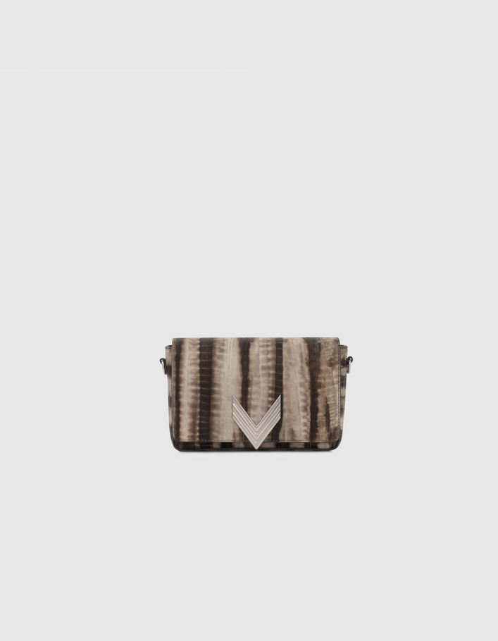 Le sac 111 en cuir kaki imprimé tie and dye Femme