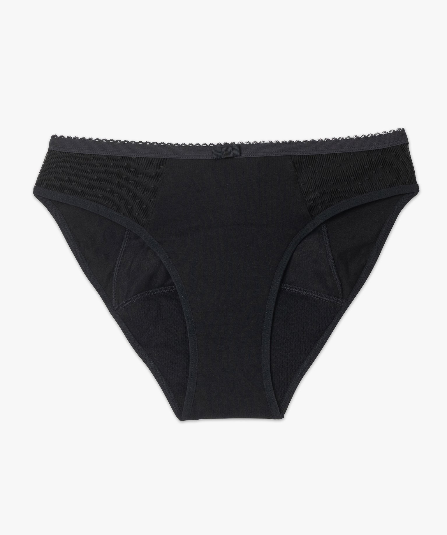 Culotte menstruelle en coton stretch et plumetis pour flux a... noir | GEMO