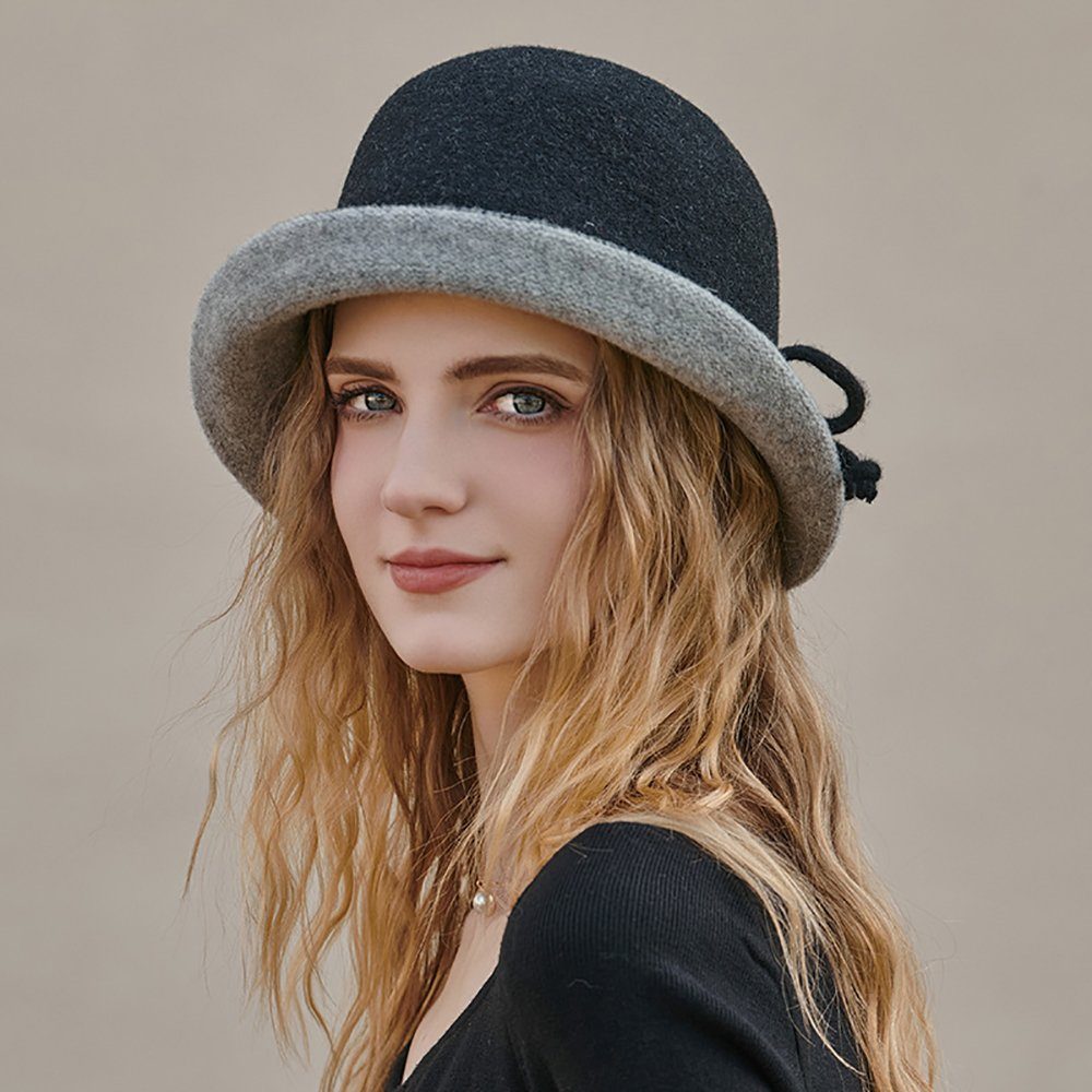 HutWorld Filzhut Vintage Wintermütze Damen (Winter Filzmütze, Klassisch Warm Elegant) Einheitsgröße Schlapphut für Reisen Freizeit