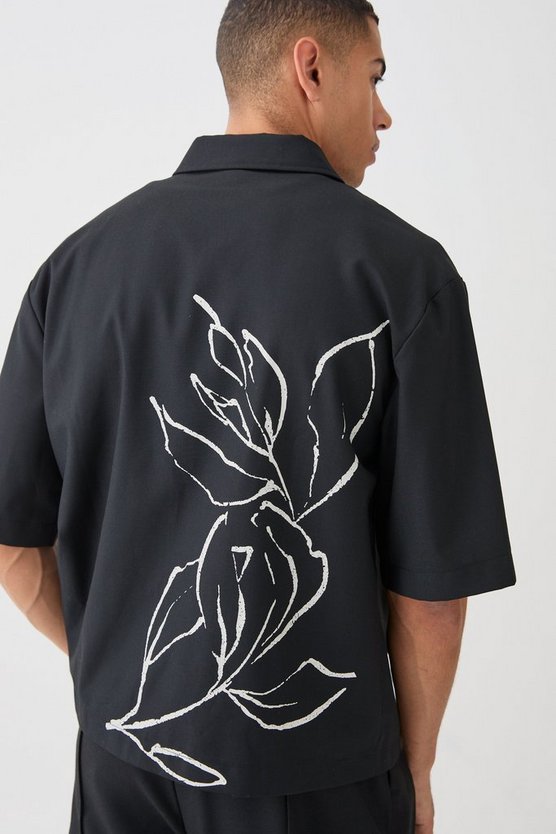 Oversize Stretch-Hemd mit floralem Print