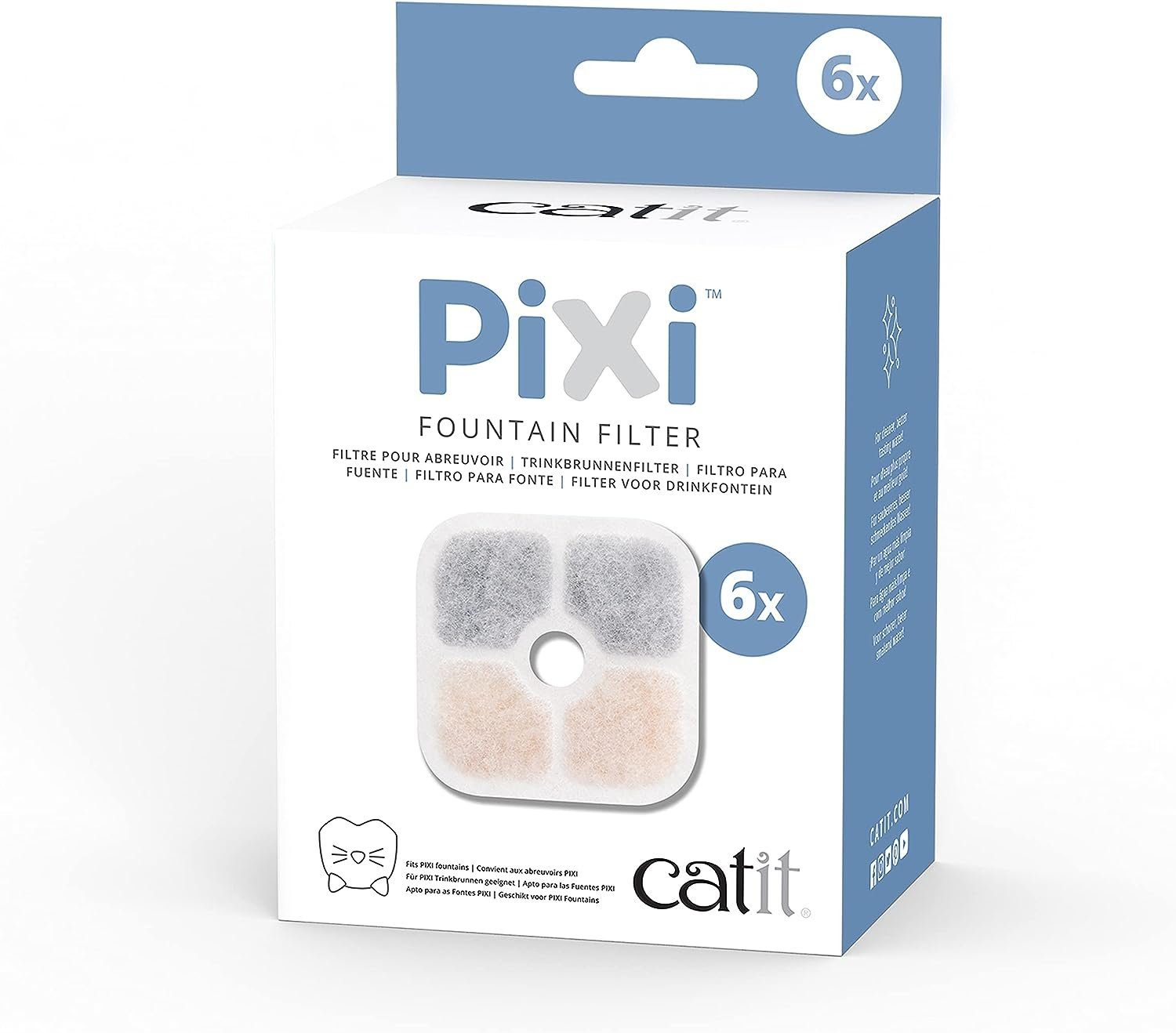 Catit Trinkbrunnen Ersatzfilter für die Catit Pixi Trinbrunnen, 6er Pack