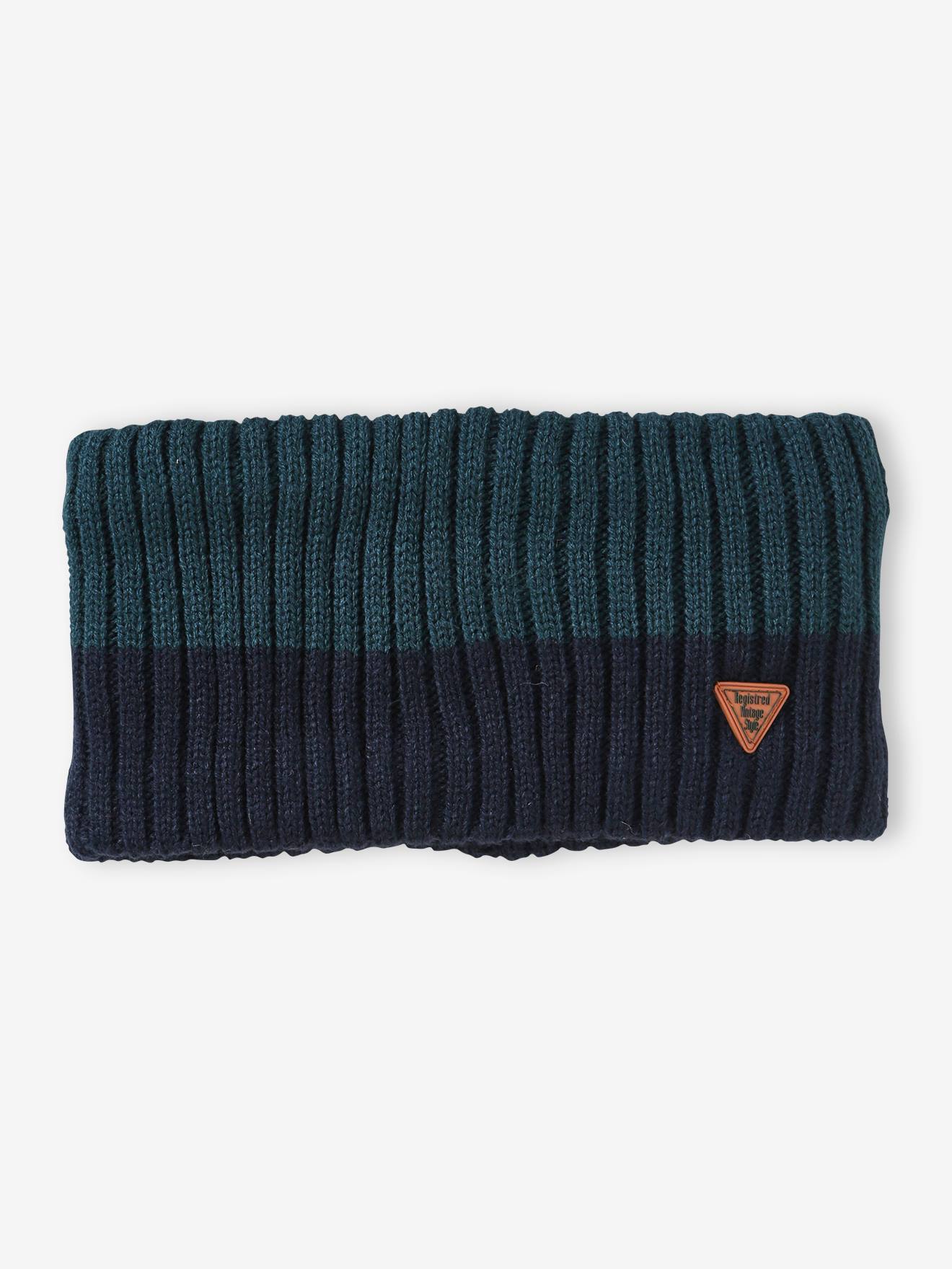Snood bicolore garçon pétrole