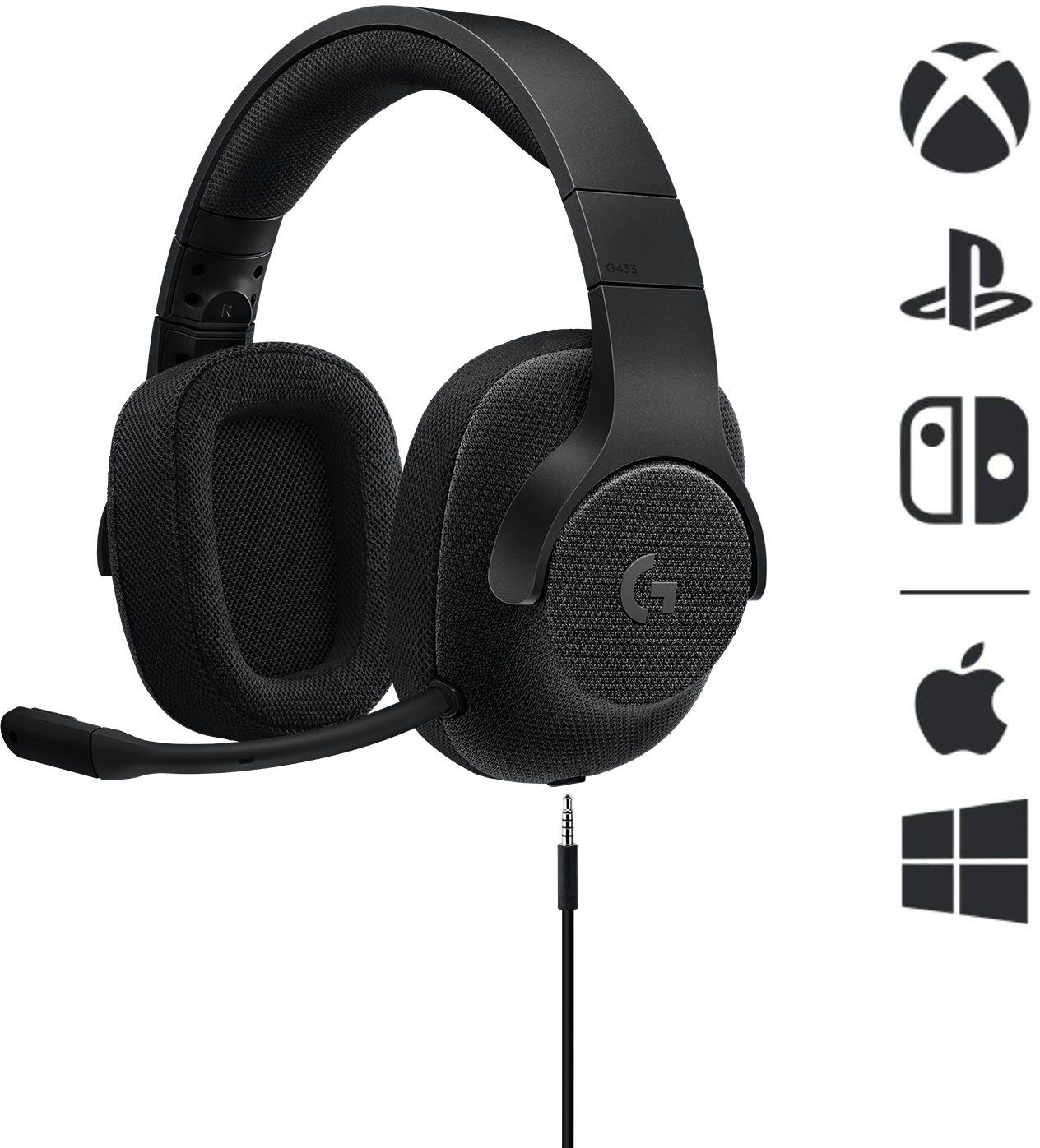 Logitech G G433 Gaming-Headset (Mikrofon abnehmbar, Rauschunterdrückung)