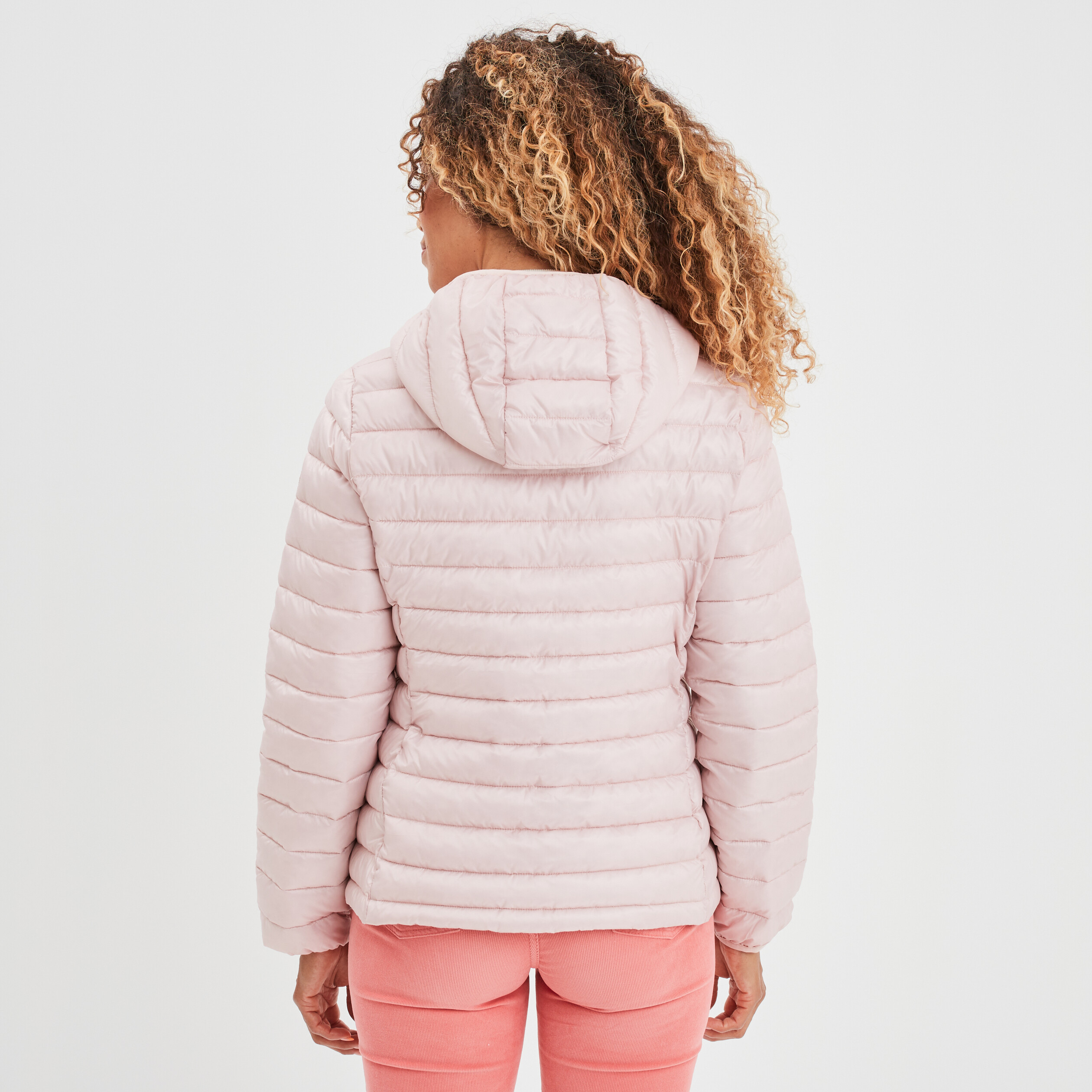 Doudoune légère droite à capuche rose clair femme | La Halle