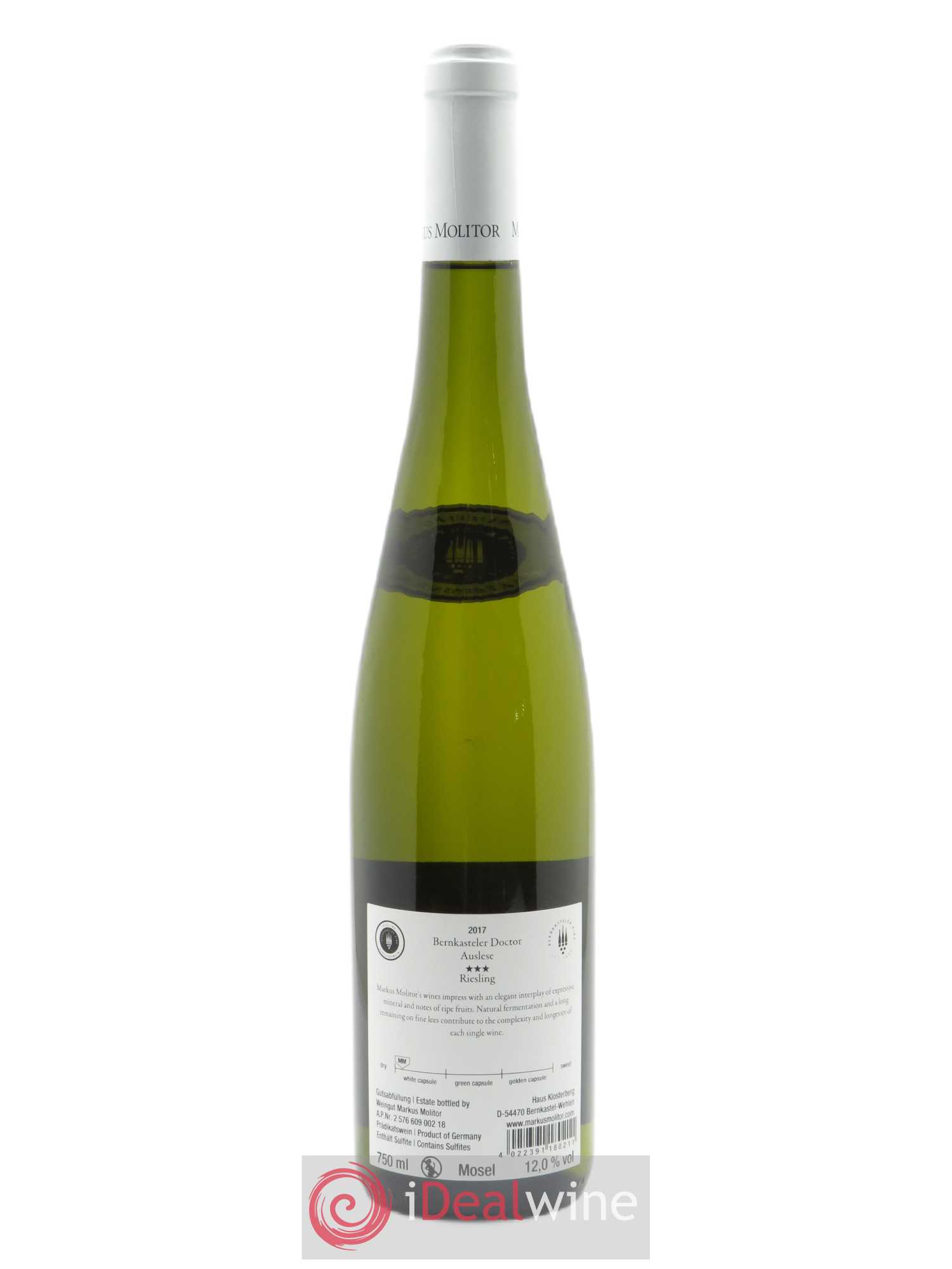 Riesling Markus Molitor Bernkasteler Doctor Auslese White Capsule°°° Auktionswein 2017 - Lot de 1 Bouteille