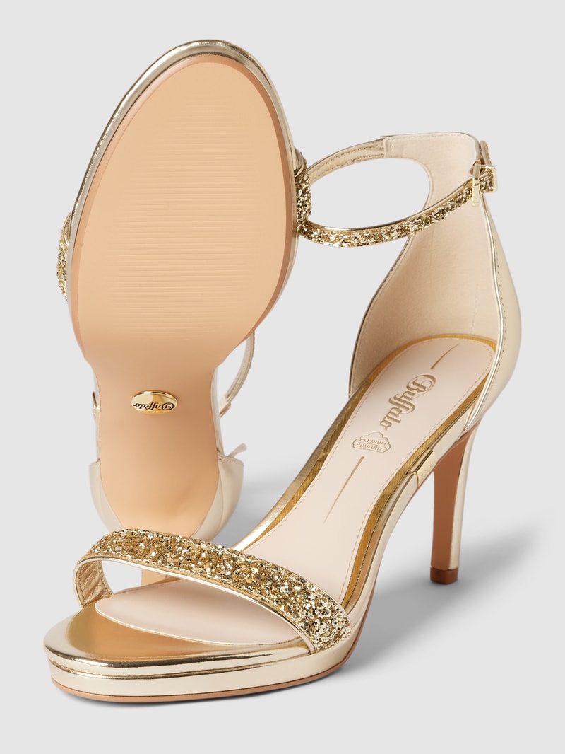 Sandaletten mit Ziersteinbesatz Modell 'MONROE' in gold