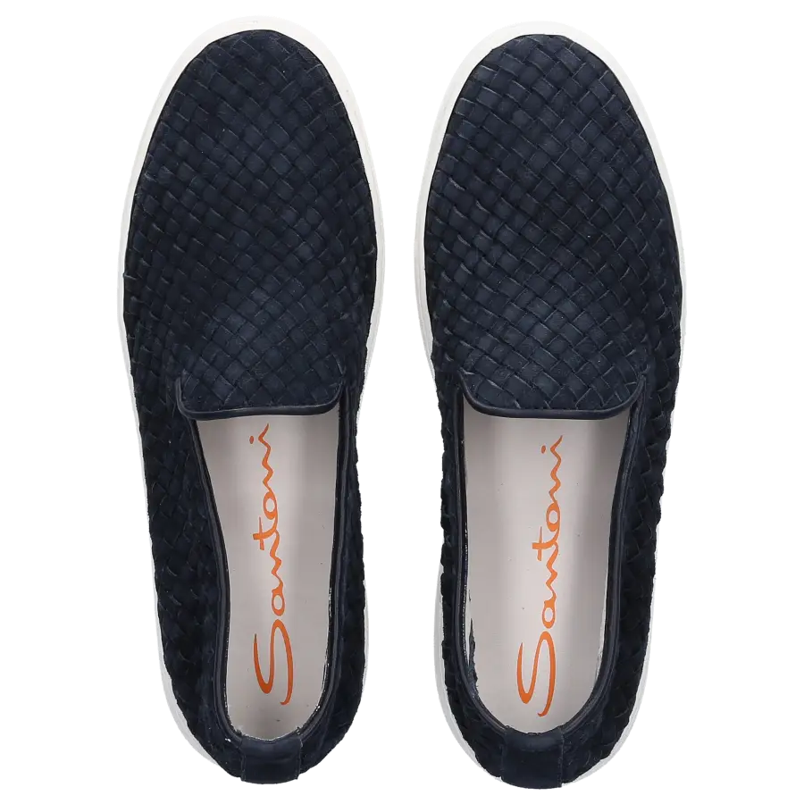 Santoni - Sneaker low 60665 Veloursleder Logo blau - blau