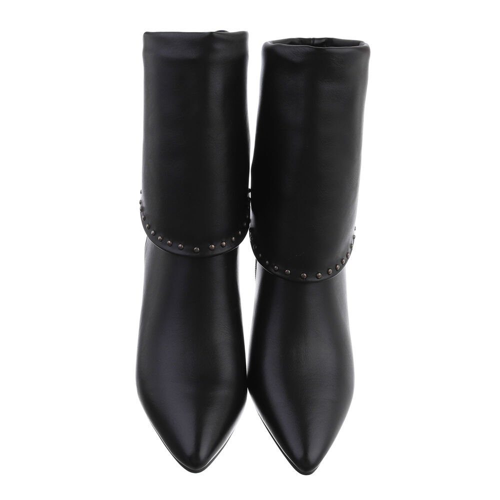 Ital-Design Damen Abendschuhe Elegant High-Heel-Stiefelette Pfennig-/Stilettoabsatz High-Heel Stiefeletten in Schwarz