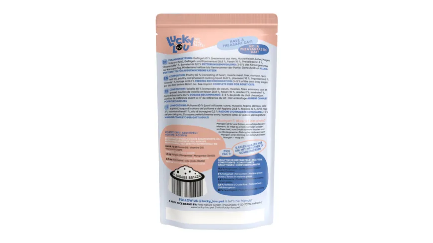 Lucky Lou Katzennassfutter Lifestage Adult Geflügel & Fasan 125 g