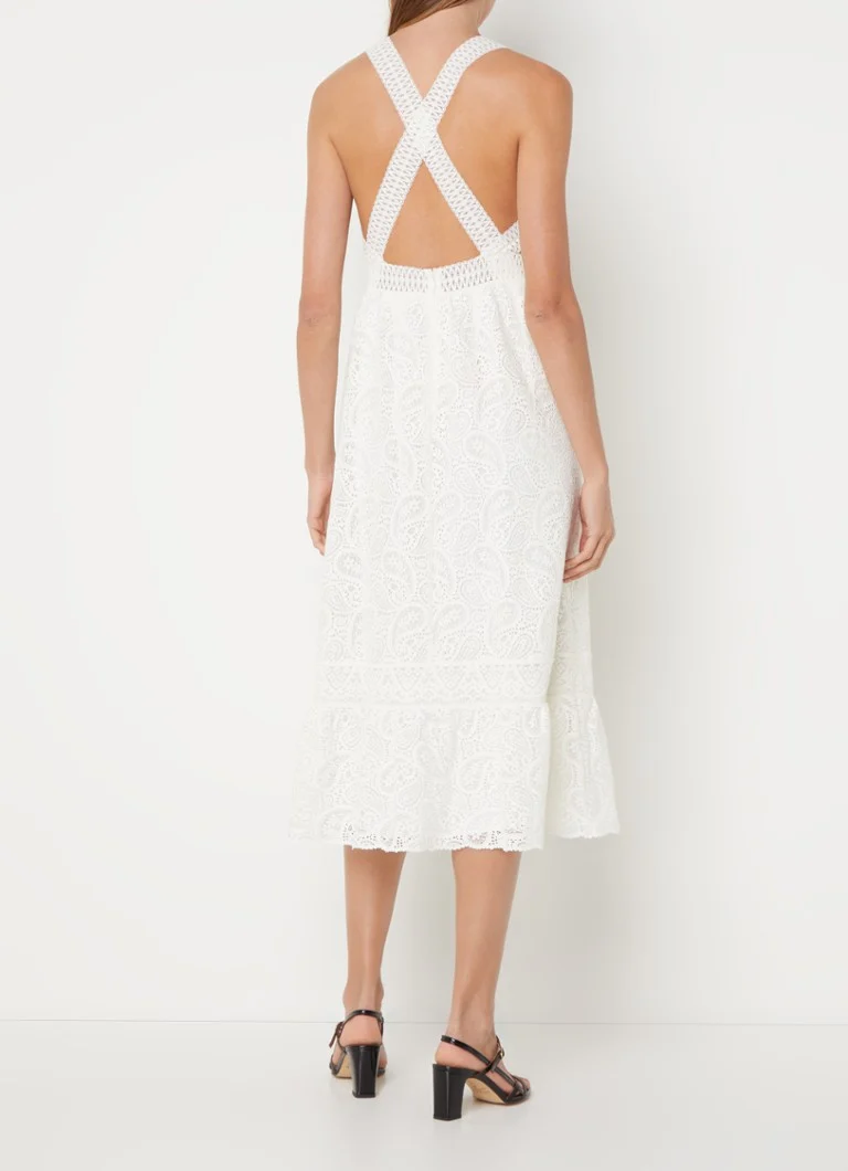 Rochie midi Austin cu volane din dantelă de la ba&sh