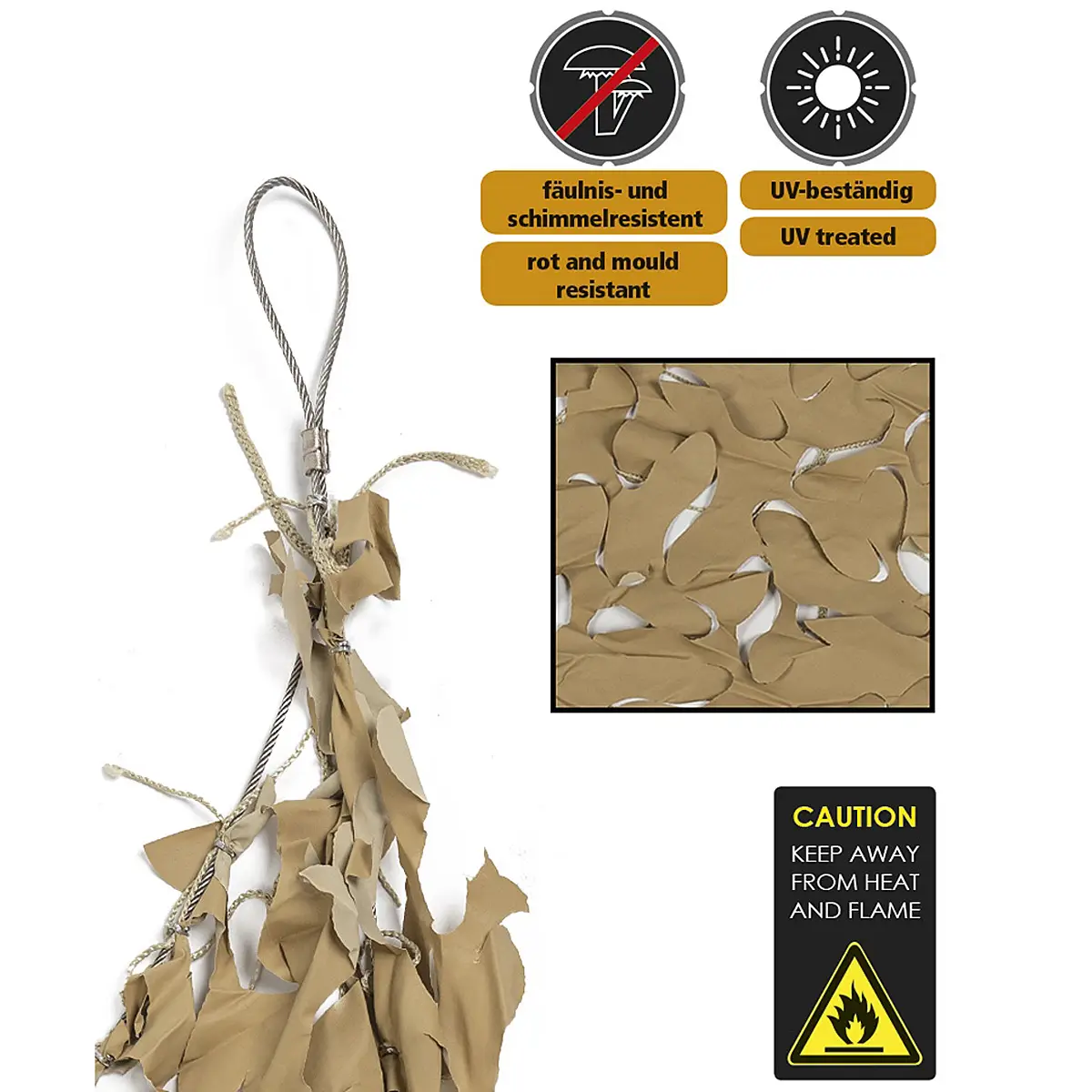 Tarnnetz Broadleaf SHADE SAIL desert versch. Größen