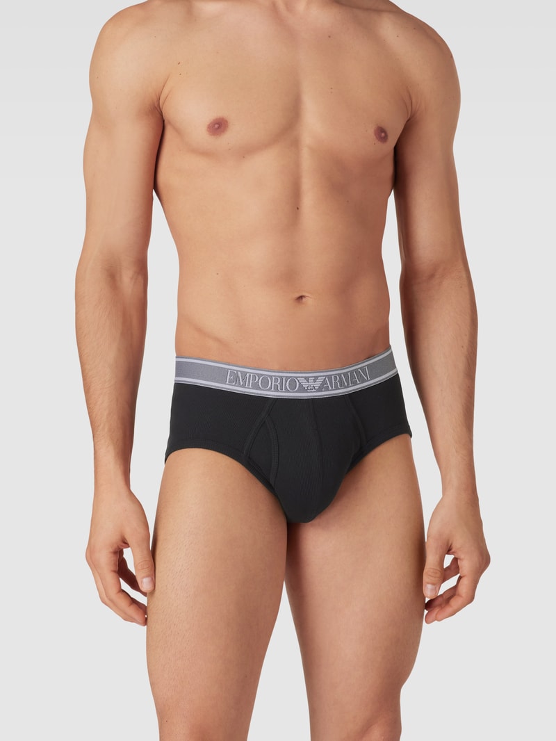 Slip mit Feinripp in schwarz