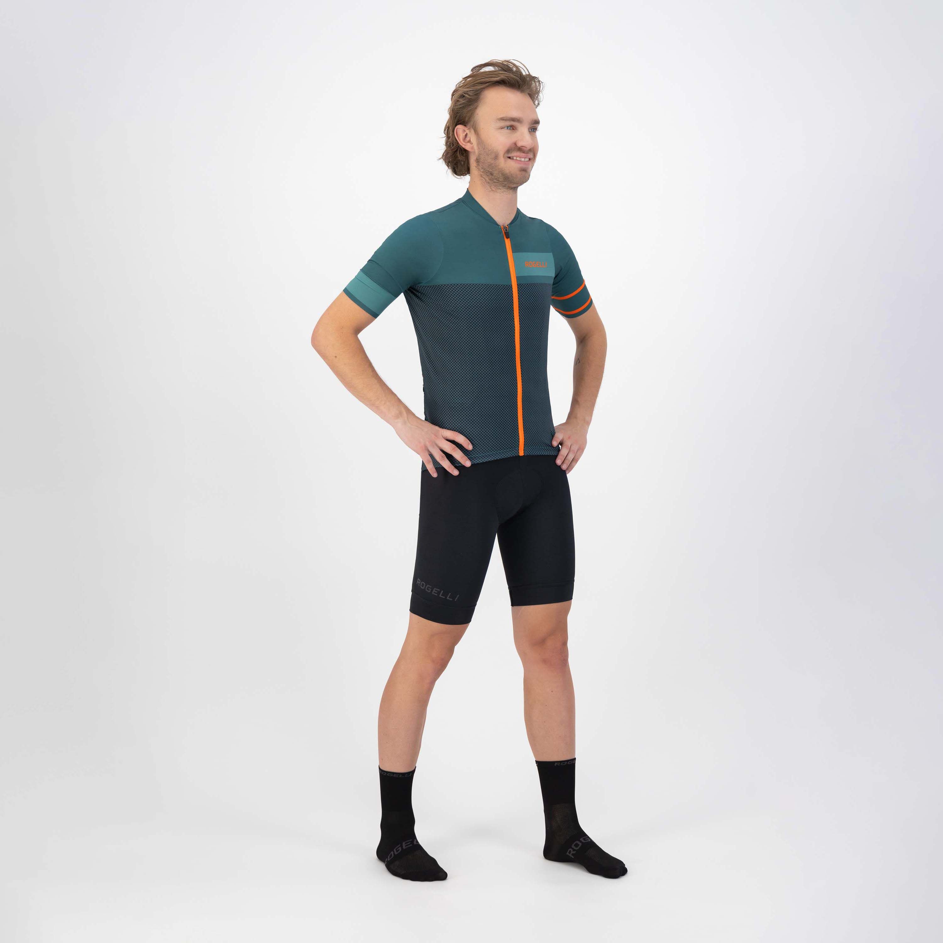 Rogelli Block Grün/Orange Herren Radtrikot Kurzarm