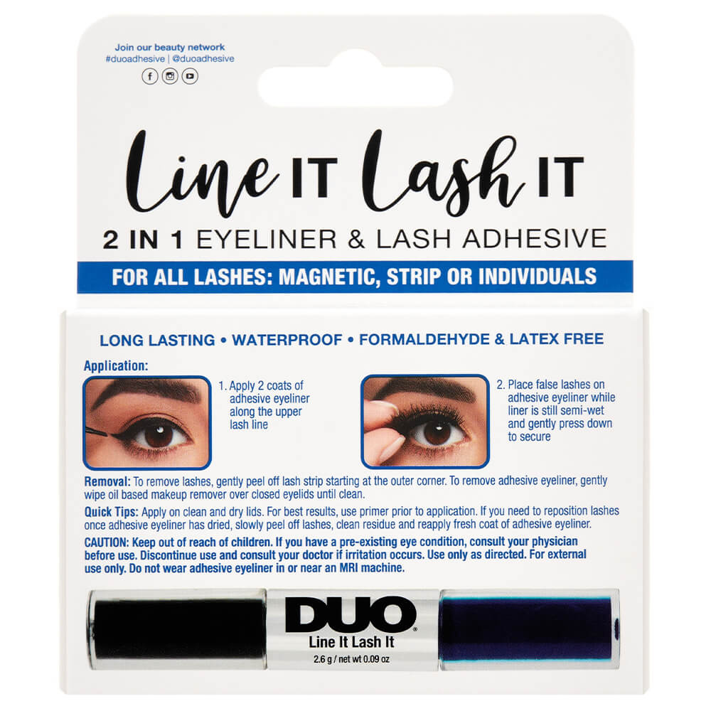 Ardell Duo Line It Lash It  colle/feutre 2 in 1 bicolore noir et bleu marine 5,2g 2 en 1 : Eyeliner bicolore et adhésif pour franges de faux-cils