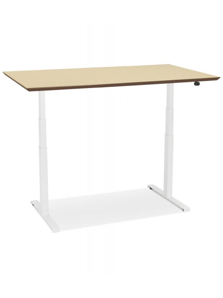 KADIMA DESIGN Elektrischer Sitz-Steh-Schreibtisch aus Holz Metall | Skandi in Beige-Weiß günstig kaufen