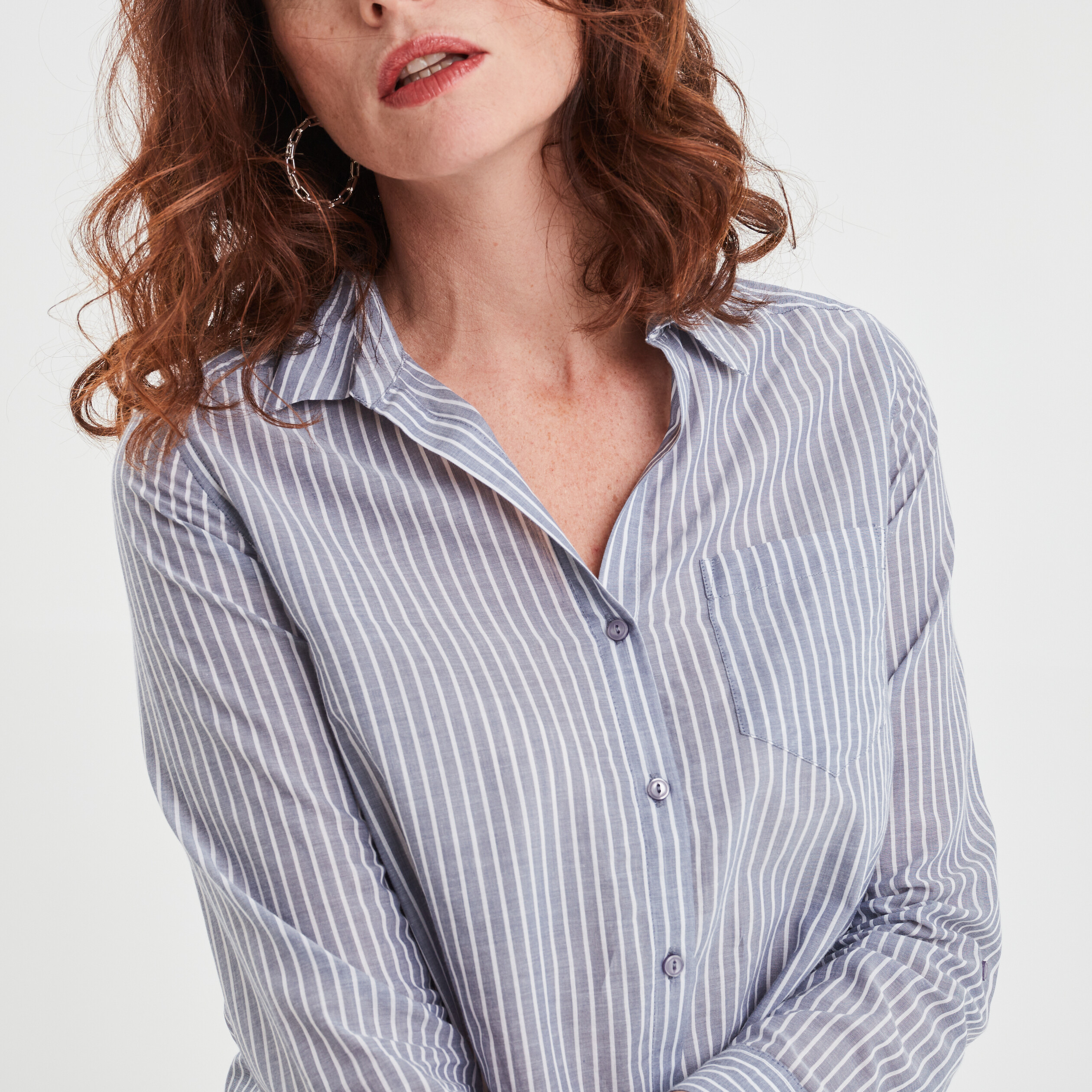 Chemise manches retroussables bleu femme | La Halle
