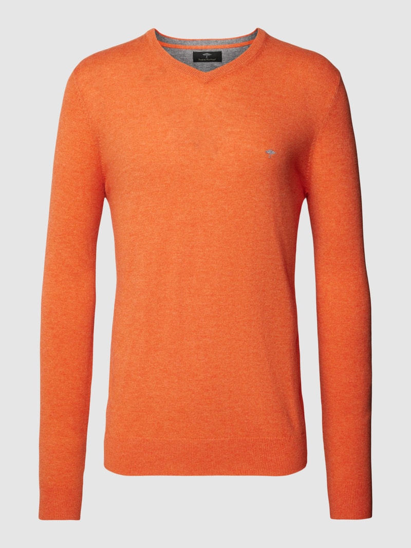 Strickpullover mit Logo-Stitching in orange