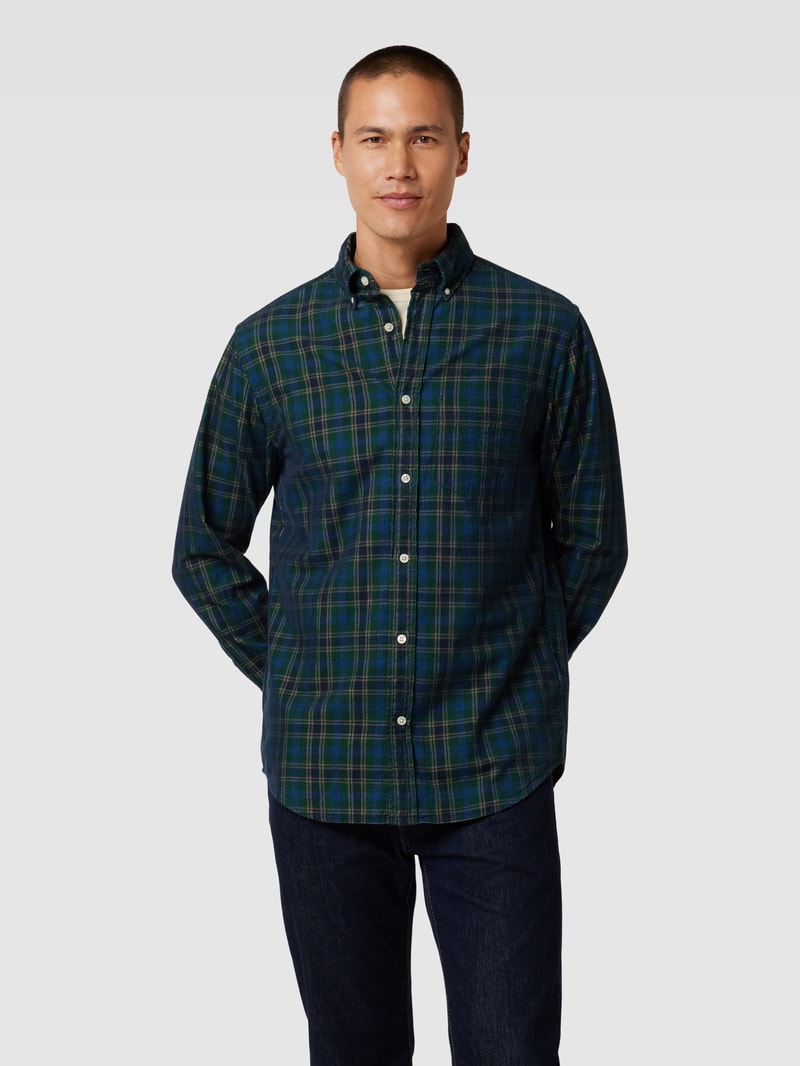 Regular Fit Freizeithemd mit Label-Stitching in grün
