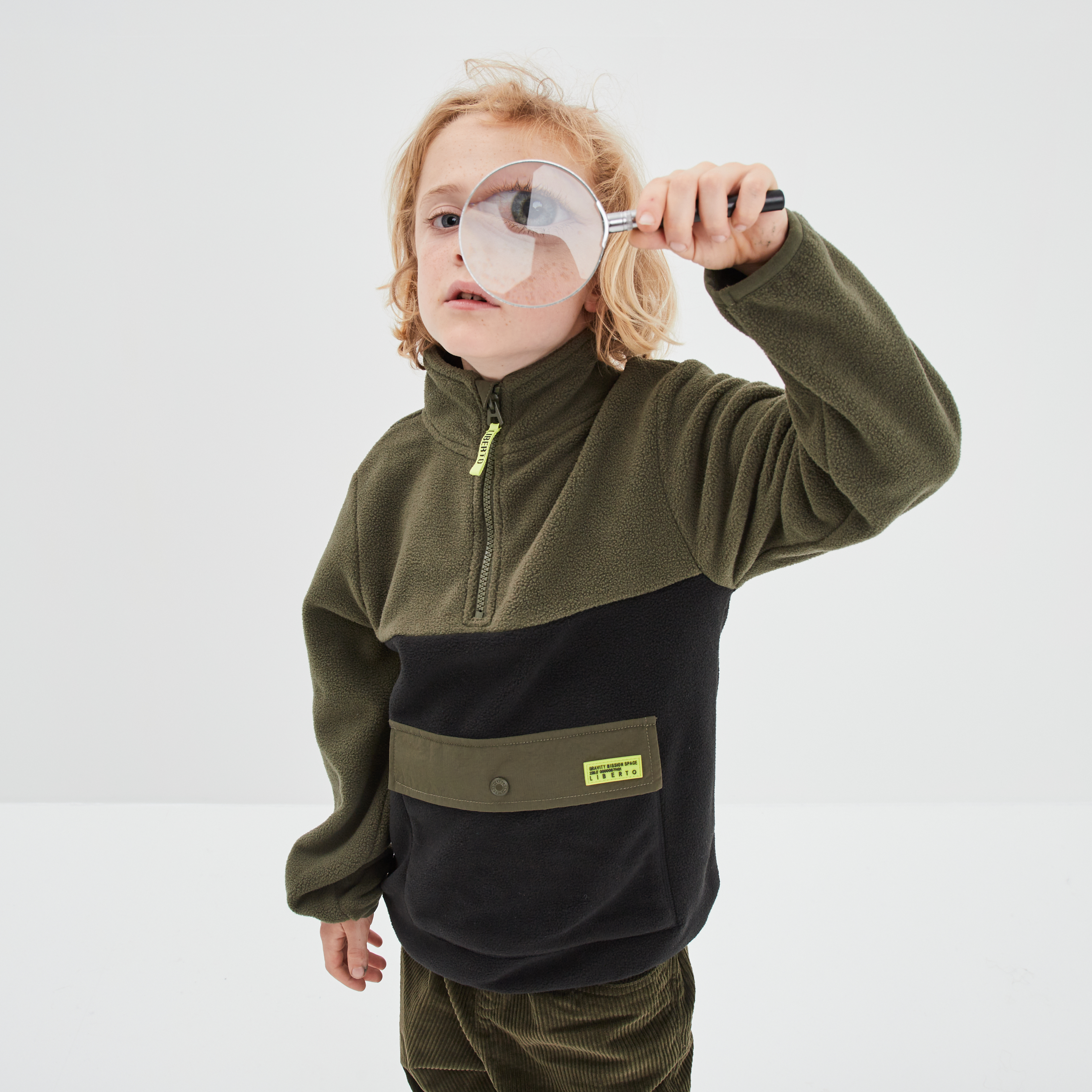 Sweat col camionneur Liberto vert kaki garçon | La Halle