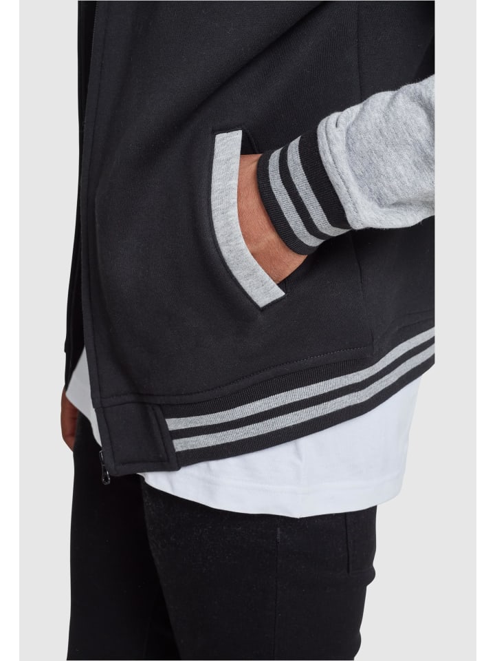 Urban Classics Urban Classics Zip-Kapuzenpullover in blk/gry günstig kaufen