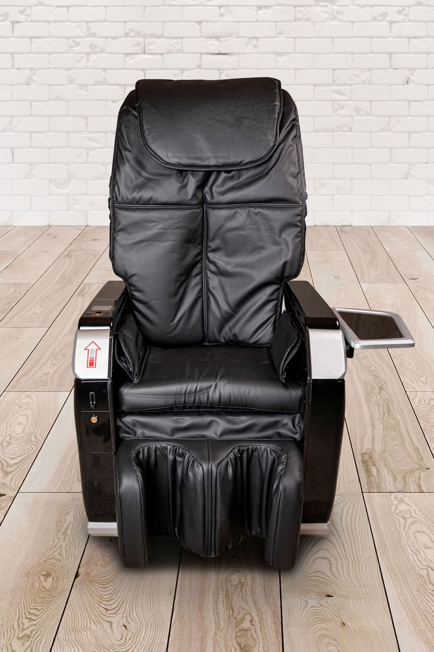 PureHaven Münz-Massage-Sessel 118x76x76 cm 6 Massagearten Rücken- Fuß- & Gesäßmassage einfache Bedienung energiesparend hochwertiges PU Leder Schwarz