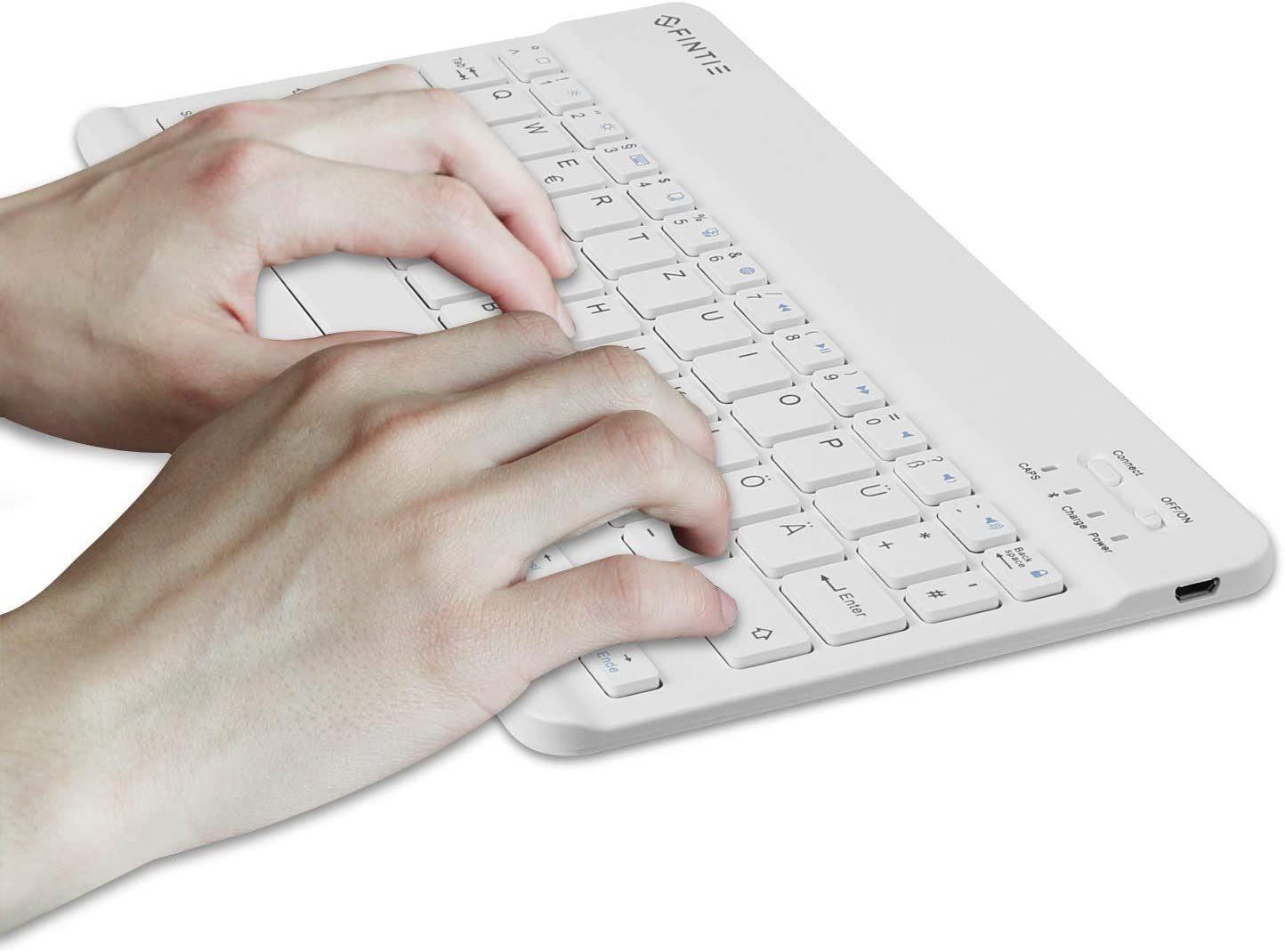 Fintie Ultradünn Bluetooth Tastatur, deutsche Layout QWERTZ für iPad/iPhone Tablet-Tastatur (iPad 10.2/9.7, Air 5/4/3/2/1, iPad Pro 12.9/11/10.5/9.7, iPad 4/3/2/1)