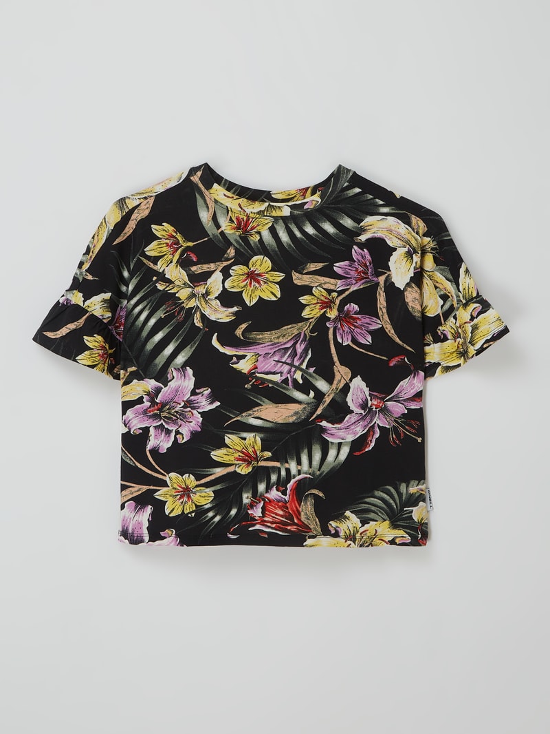 Shirt mit Volantärmeln in schwarz