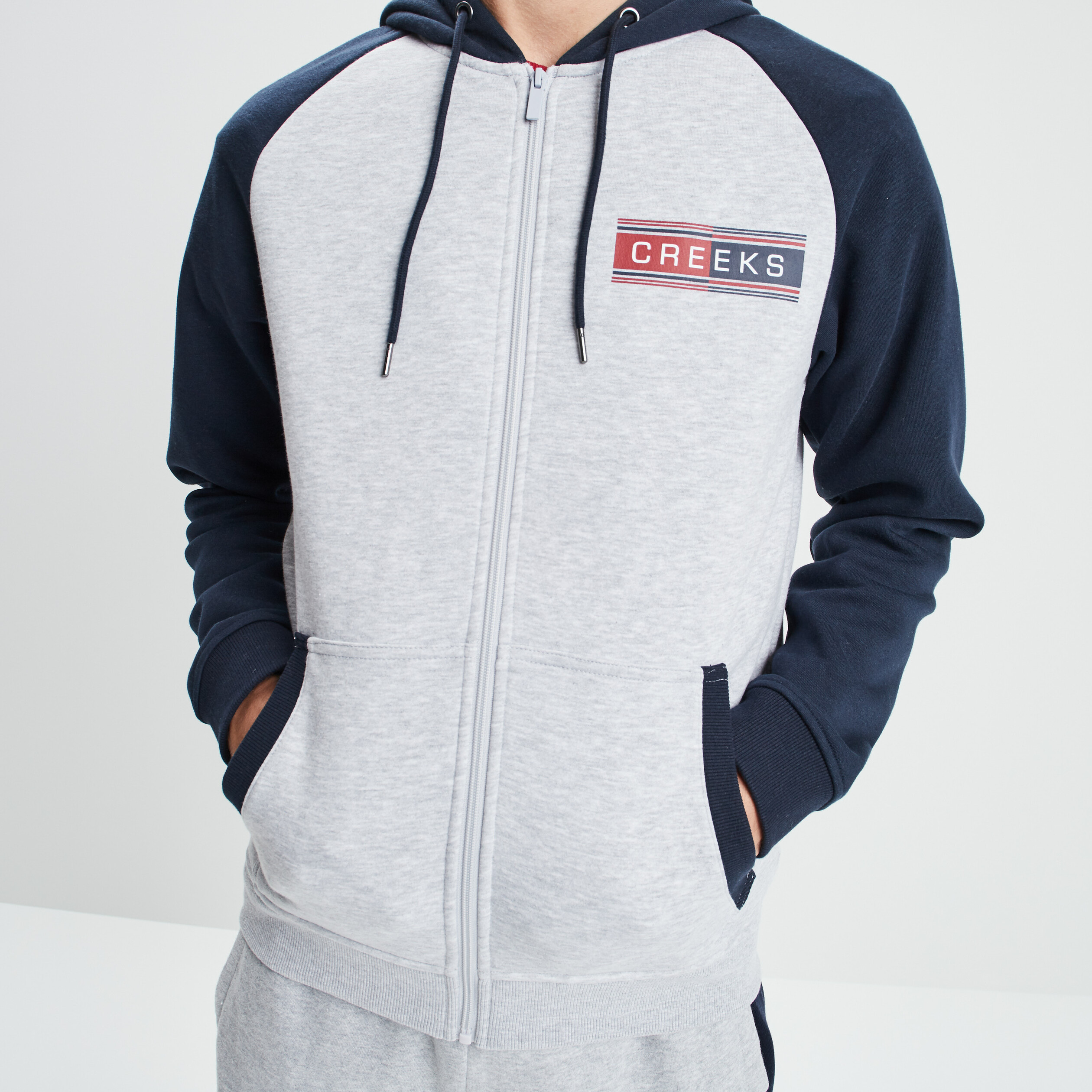 Sweat zippé à capuche Creeks bleu marine homme | La Halle