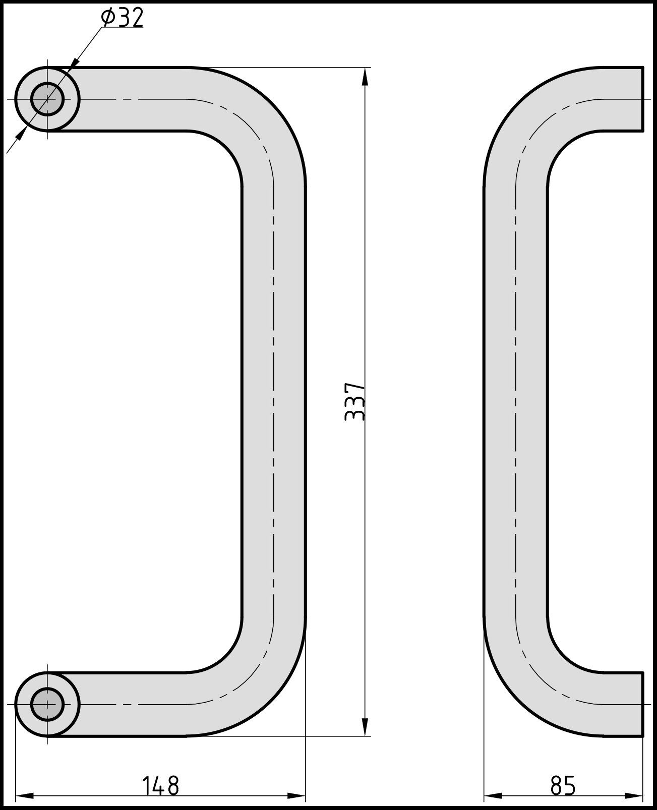BASI Türbeschlag U-Form - SG 7000, aus Edelstahl, für Haustüren