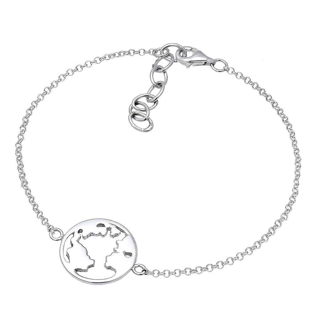 Elli Elli Bracelet Femme Pendentif Globe Terrestre Ludique en Argent Sterling 925 Ster Bracelet