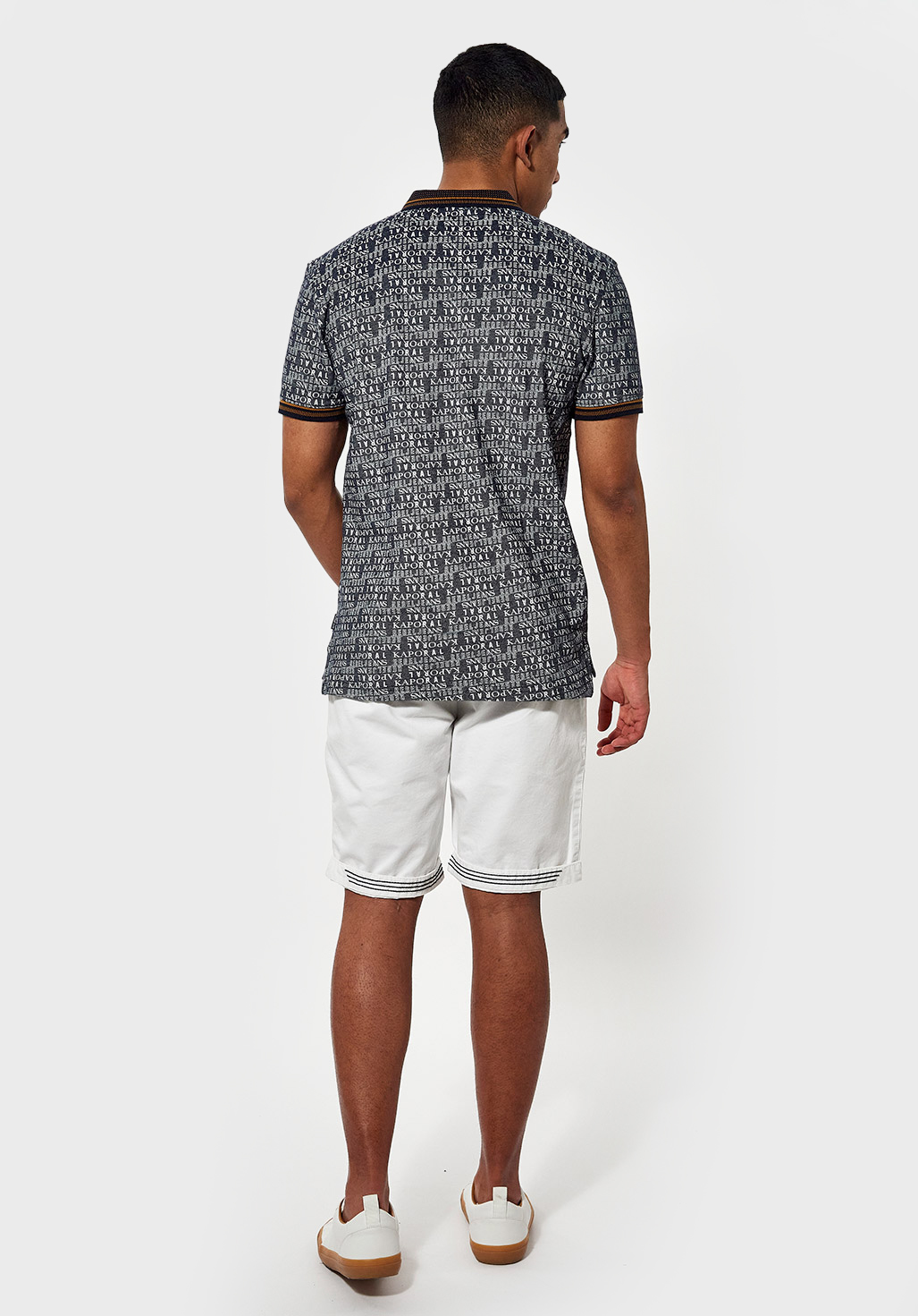 BORKY  Polo régular bleu Homme imprimé allover en 100% coton