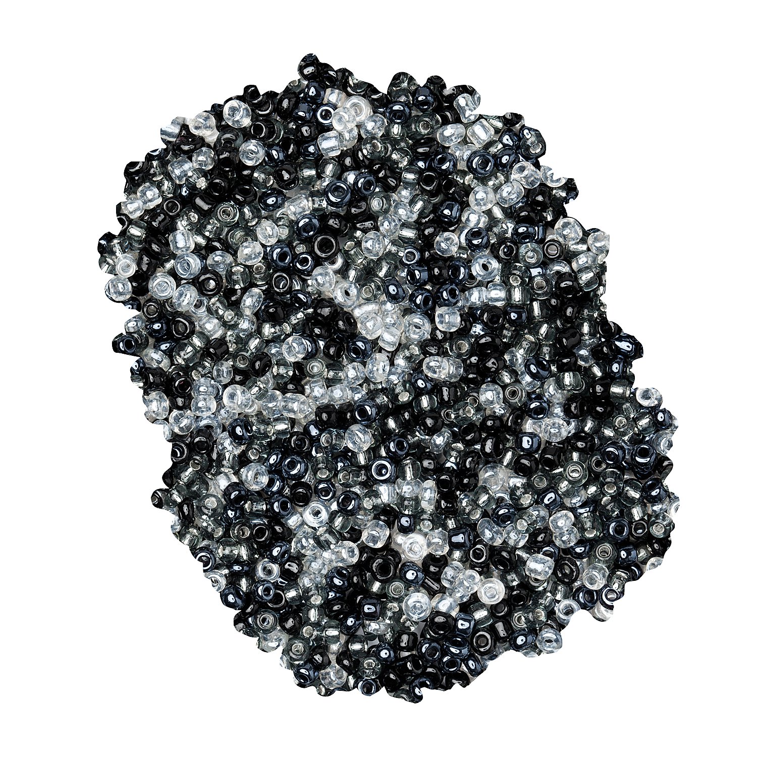 Rocailles-Perlen, grau-schwarz-klar, 2,5 mm Ø, 100 g