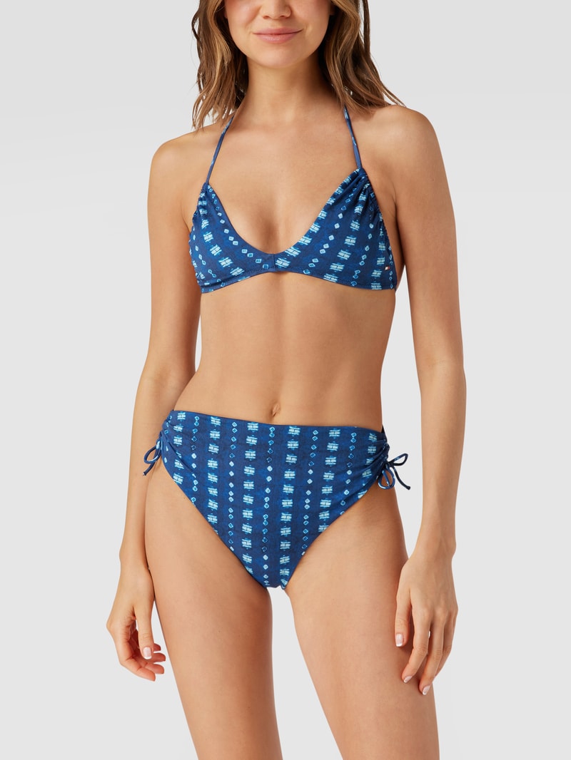 Bikini-Oberteil mit Allover-Muster in blau meliert