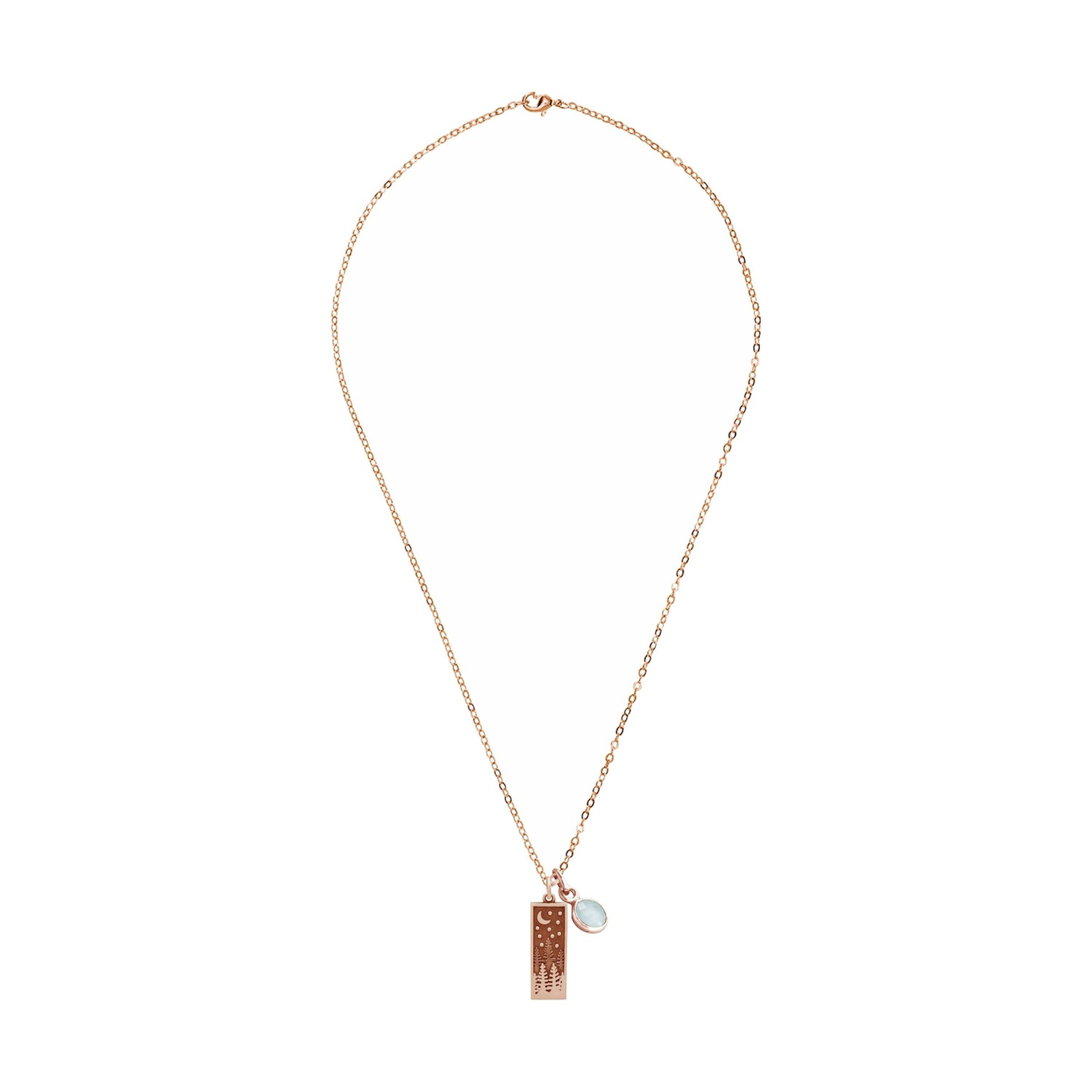 Halskette mit Anhänger 'Waldnacht - Chalcedon'