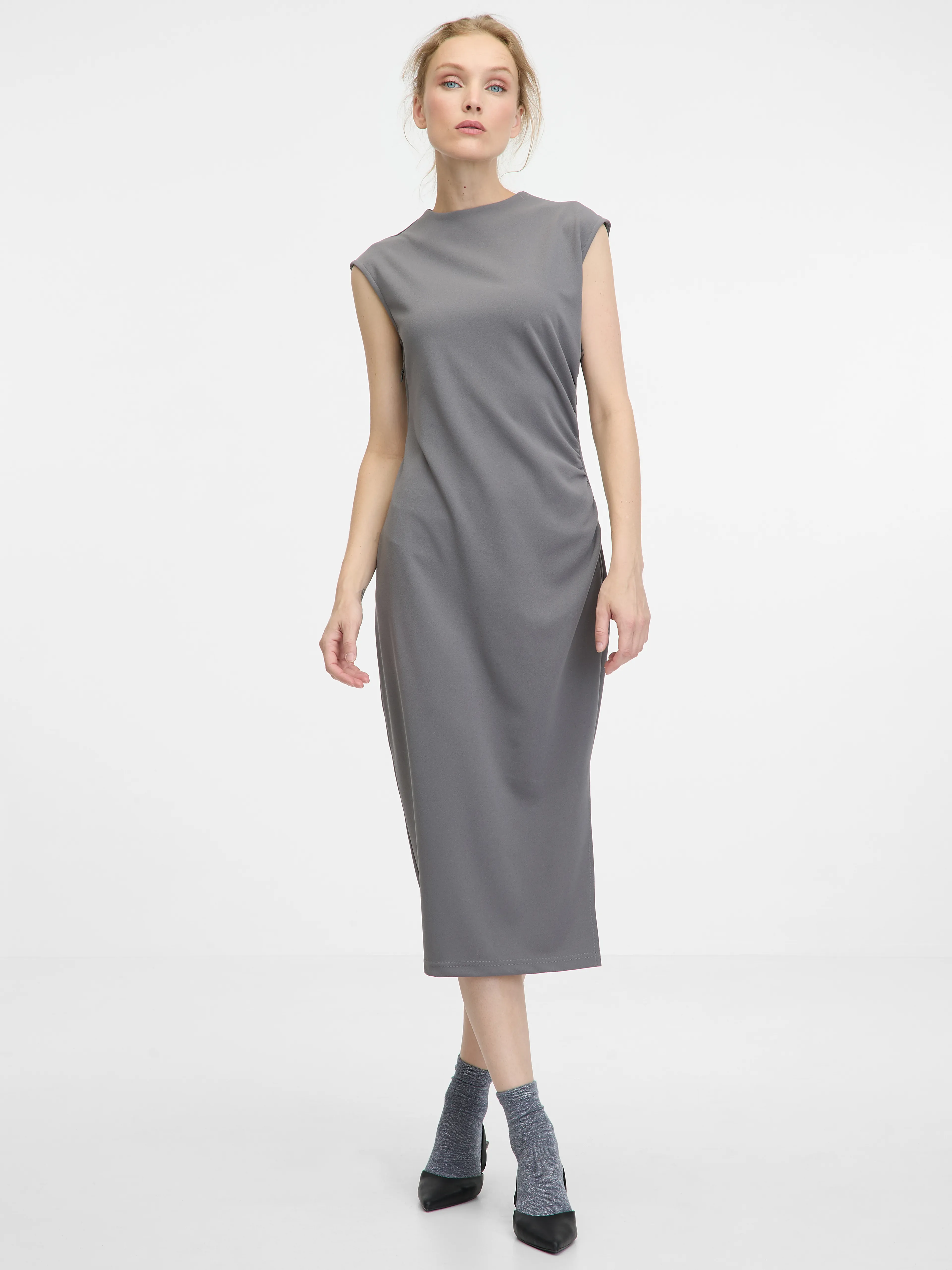 Graues Damen-Midikleid ORSAY